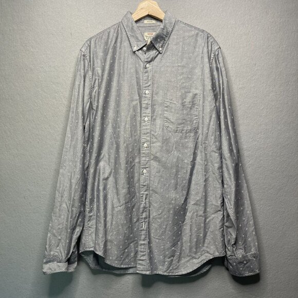 J. Crew Mens Classic Oxford Shirt LT All Cotton Gray Pattern - Picture 1 of 6